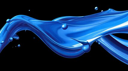 Poster - Vibrant blue liquid splash on black background