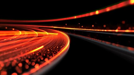 Poster - Abstract design with curved lines of glowing particles