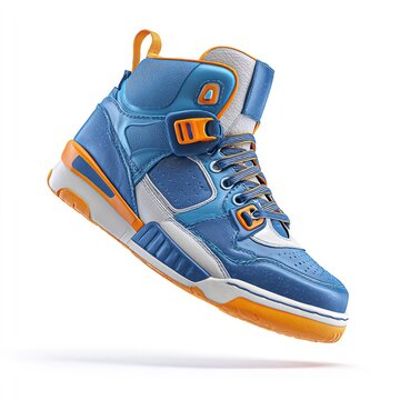 Vibrant Sneaker Displayed in an Artistic Way on a Clean White Background. Generative AI