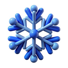Wall Mural - 3d realistic blue snowflake 3d render isolated on transparent background