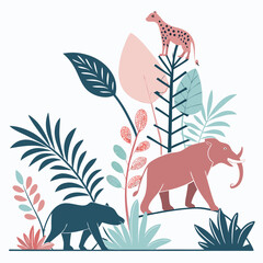 Naklejka na meble Jungle Animals Playful Elephant