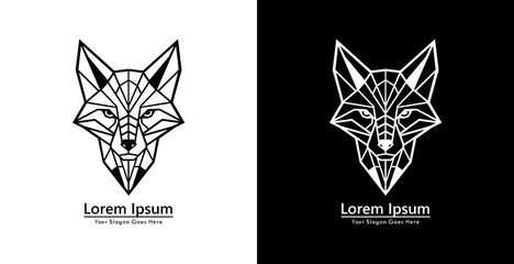 Aufkleber - Wolf head logo design with modern geometric style
