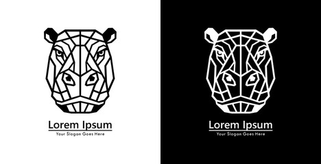 Aufkleber - Hippo head logo design with modern geometric style