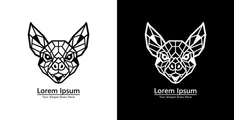 Aufkleber - Bat head logo design with modern geometric style