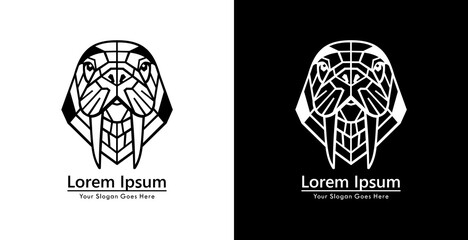 Aufkleber - Walrus head logo design with modern geometric style