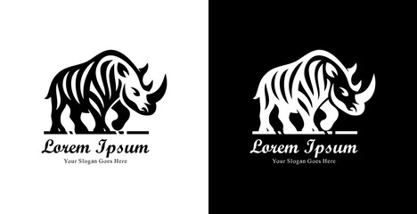 Aufkleber - Rhino logo design with modern tribal style