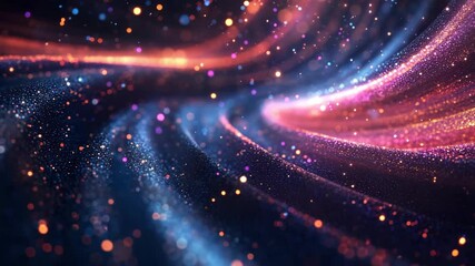 Poster - Abstract waves of colorful lights in cosmic motion, 3d digital art illustration