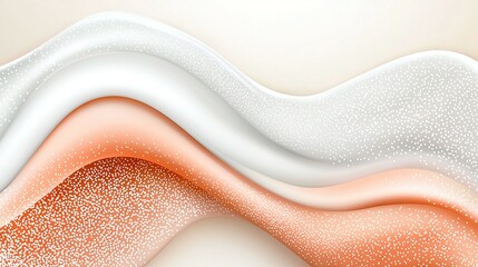 Poster -   An abstract image featuring two white and orange waves, one on the left side and the other on the right, against a white and orange backdrop