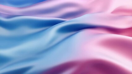 Poster - Flowing silky fabric with a soft blue and pink gradient forming smooth waves