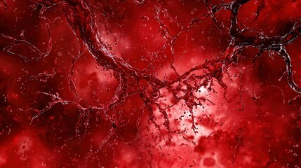 Poster -   Red background with water droplets on tree branches and red sky