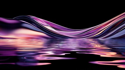 Poster -   A purple-pink wave cradles ripples on water's surface