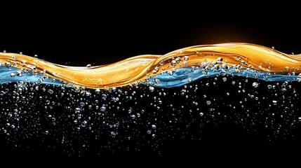Poster -   A photo of a large, dark wave on a black background, illuminated from above by bright white light