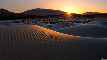Poster - Illuminated sand dune at sunrise