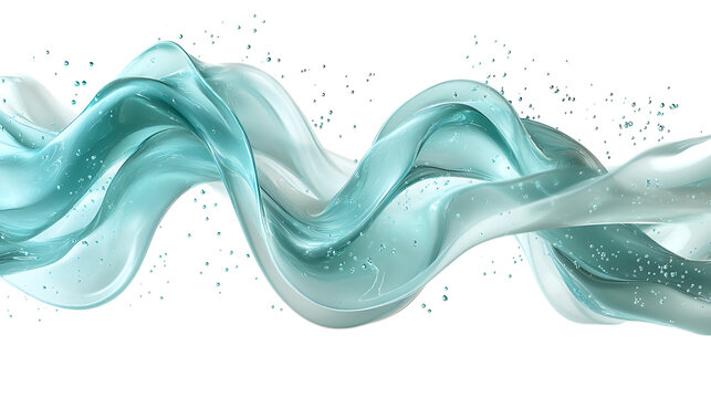 Abstract teal water wave with bubbles on black background