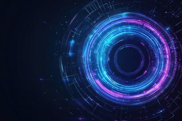 Poster - Colorful digital graphic layout featuring circular patterns and bright lights
