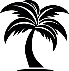 Wall Mural - simple black silhouette of a tropical palm tree icon on white background