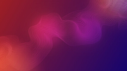 Fototapete - Abstract line background with flowing wave shape in purple and red gradient colors