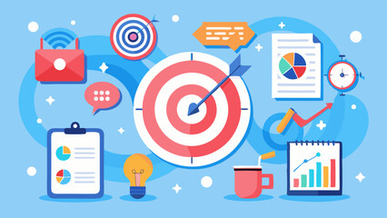 Poster - Illustration of business planning and target achievement