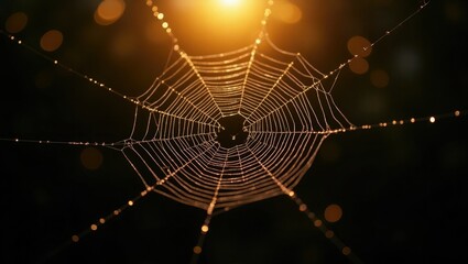 spider web with dew drops