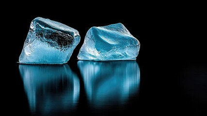 Poster - Ice cubes on dark background