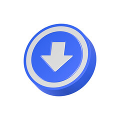 Fototapete - download button arrow 3d rendering icon symbol blue color