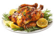 © Zahratul - Roasted chicken on a plate with lemon and rosemary