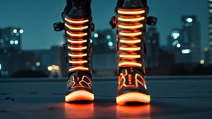 Poster - Futuristic neon boots on a leg