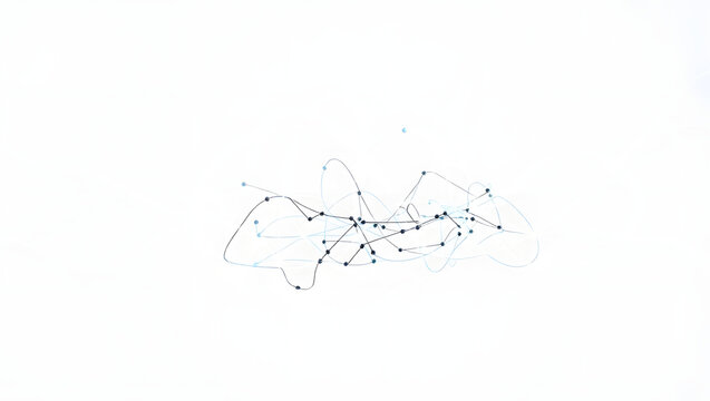 Abstract Network Tangled Nodes and Wires, Complex Connections Visualization