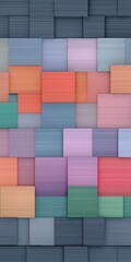 Aufkleber - Colorful abstract geometric pattern composed of overlapping rectangular shapes in various hues, creating a vibrant and textured visual experience for design and artistic applications