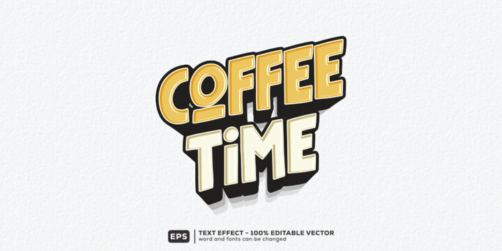 Coffee Time 3D Cartoon Editable Text Effect | Premium Font Template