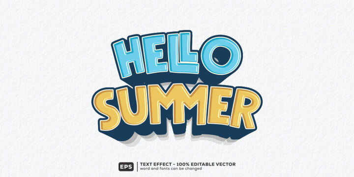 Hello Summer 3D Cartoon Editable Text Effect | Premium Font Template