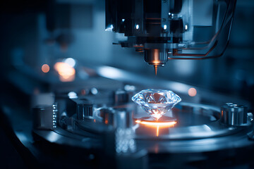 Poster - Laser machine cutting a diamond in a jewelry factory