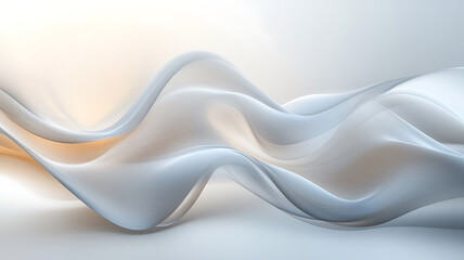 Poster - Elegant abstract background with smooth wavy shapes in pale blue and gold tones for modern design