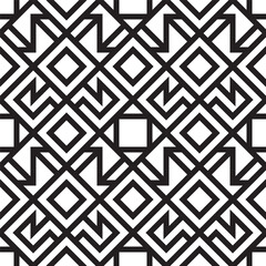 Poster - Geometric Monochrome Lines Diamond Shapes Repeating Decorative Seamless Pattern