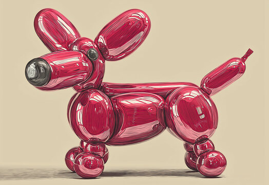 Whimsical balloon dog figurine, modern design concept.