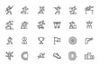 © Authay - Track and field sports line icon set – running, jumping, throwing, medal and trophy symbols