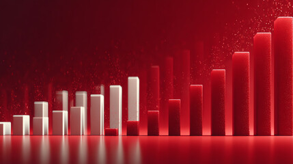 Poster - A striking red graph visually representing growth and success in the business sector, effectively symbolizing financial progress.