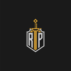 Poster - RP initial monogram for shield and sword style image
