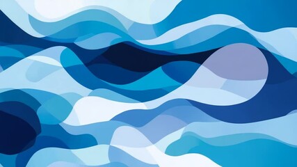 Poster - Abstract Blue Waves Gradient Background Animation - Seamless Loopable Motion Graphics