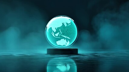 Poster - Abstract sphere on a pedestal in a dark scene