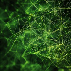 Aufkleber - Abstract Green Plexus Background with Connected Lines and Dots Futuristic Technology Concept