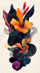 Poster - Abstract Floral Arrangement with Bold Colors and Textured Background for Creative Projects