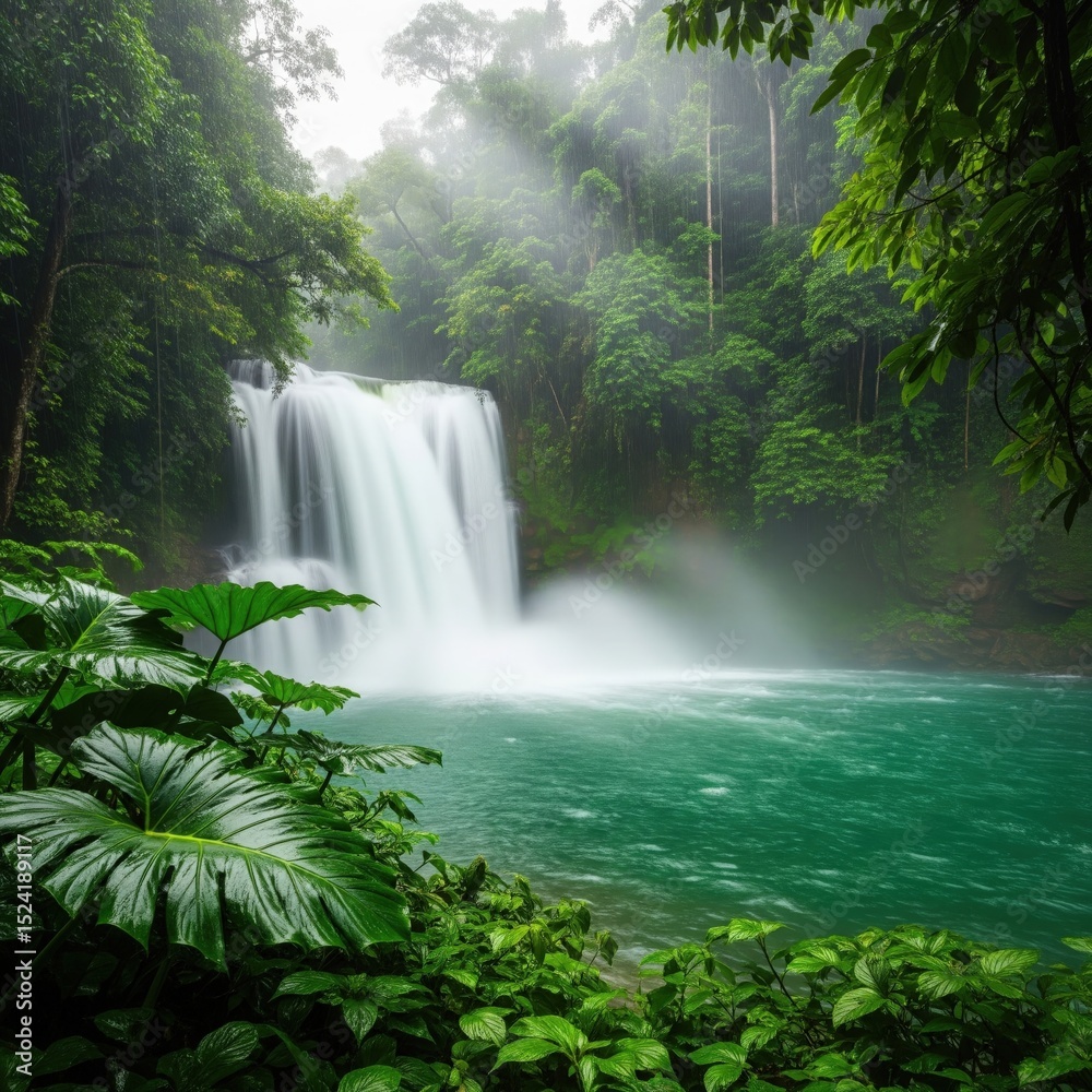 Rainfall on Jungle Waterfall in Dense Rainforest | rain aesthetic, forest  aesthetic, rain wallpaper 4k, amazone rain forest Stock Photo | Adobe Stock, image size:1000x1000