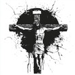 © ADog - Dramatic Black & White Crucifixion: Powerful Religious Art for T-shirt Designs, Album Covers, and Tattoo Inspiration