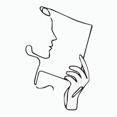 Poster - Abstract line art of a person holding a sheet of paper  
