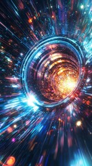 Poster - An abstract representation of swirling galaxies, brimming with vibrant colors, dynamic patterns, and glowing particles