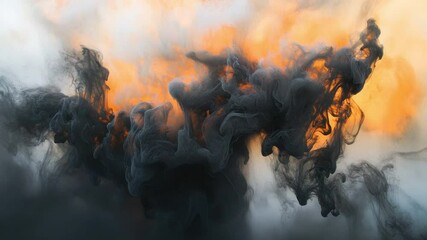 Poster - Abstract Smoke and Flame Patterns Creating Intriguing Visual Effects in Dark and Light Tones 4k video footage