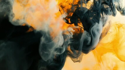 Poster - Abstract Colorful Smoke with Mysterious Swirls in Bright Yellow and Dark Shades on a Soft Background 4k video footage