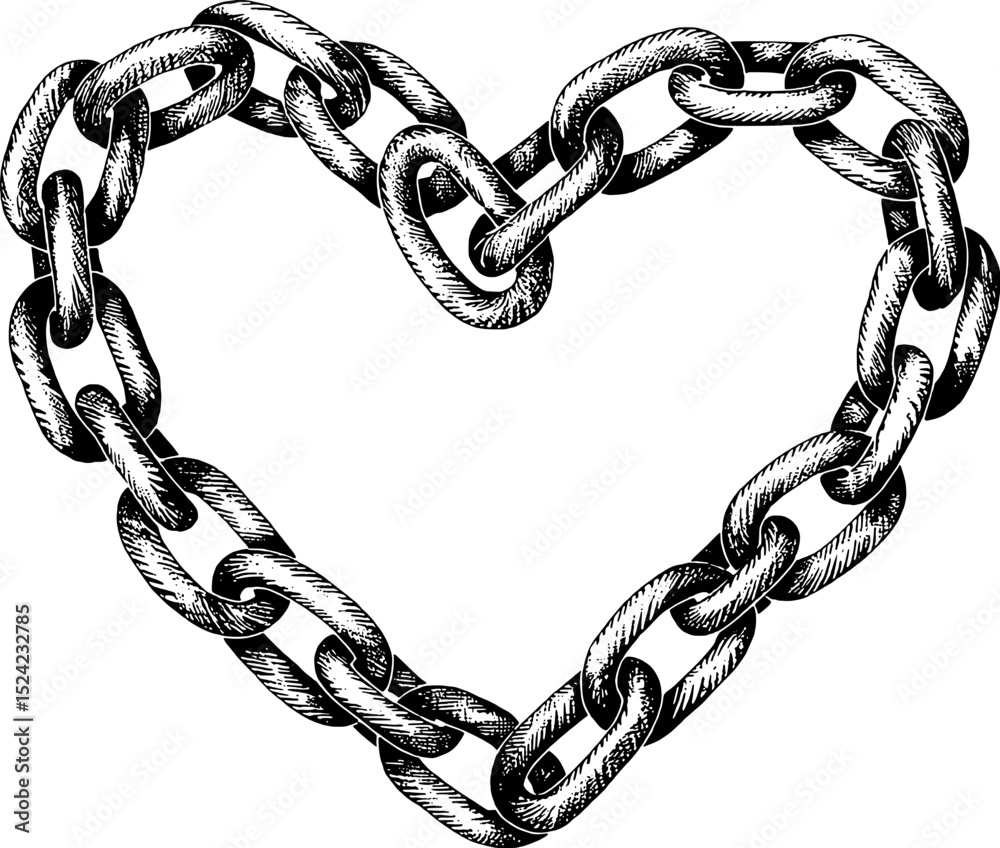 Heart shaped chain link metal strong love Stock Vector | Adobe Stock