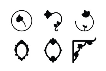 Wall Mural - black vector silhouettes of cats, animals, and icons set